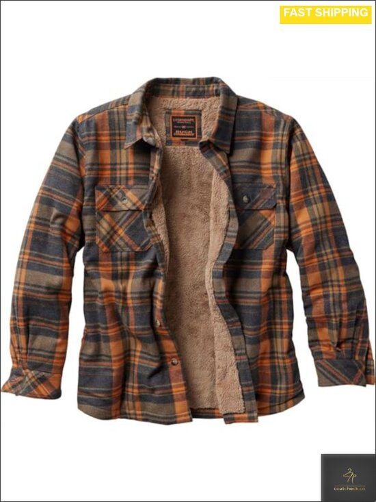 Other - Men's Sherpa Lined Flannel Shirt Jacket, Button Down Plaid Shacket